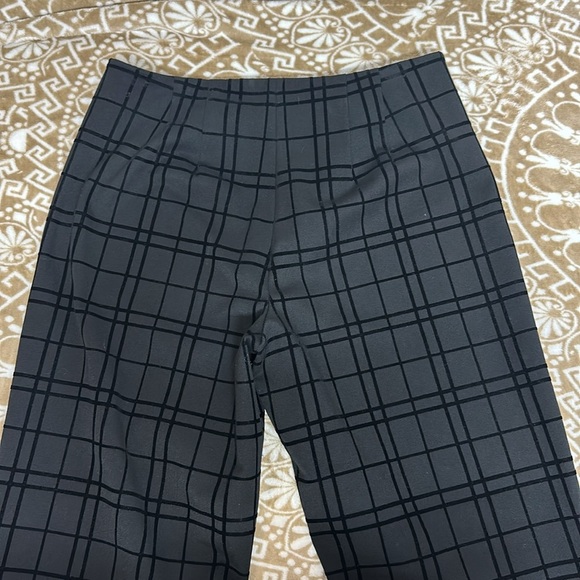 Talbots Stretch Fit Windowpane Black Plaid Pants Velvet Checks Sz 6 - Picture 5 of 7